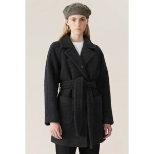 GANNI Boucle Wool Blend Wrap Coat
